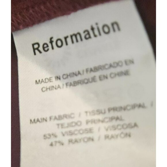 Reformation Burgundy V-Neck Short Sleeve Midi Dress with Collar Size M - Picture 6 of 6